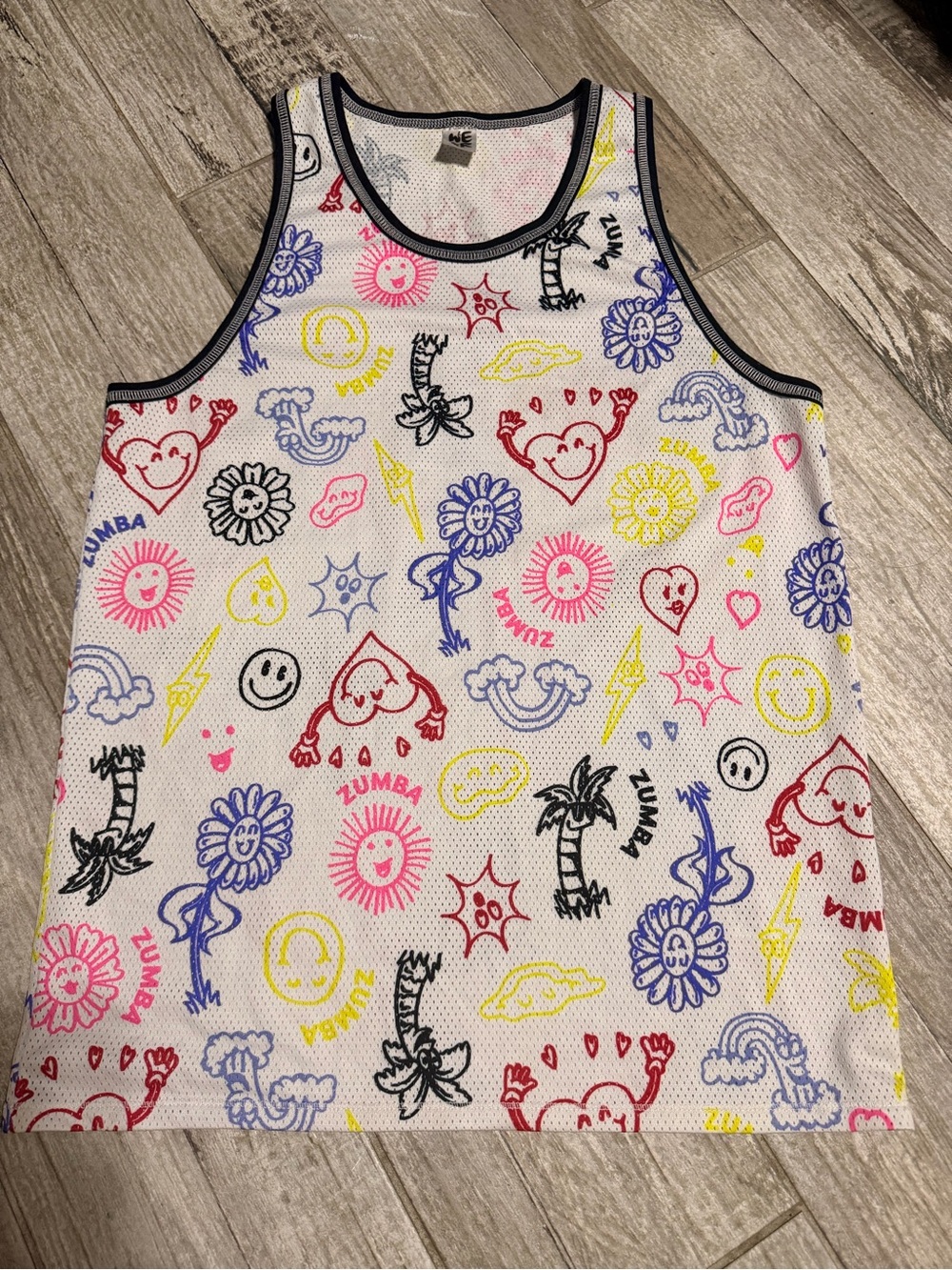 Zumba basketball jersey White Multicolor Graphic Tank Top
